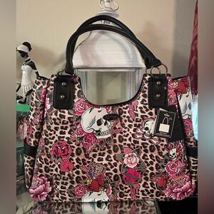 Ed Hardy leopard print large tote